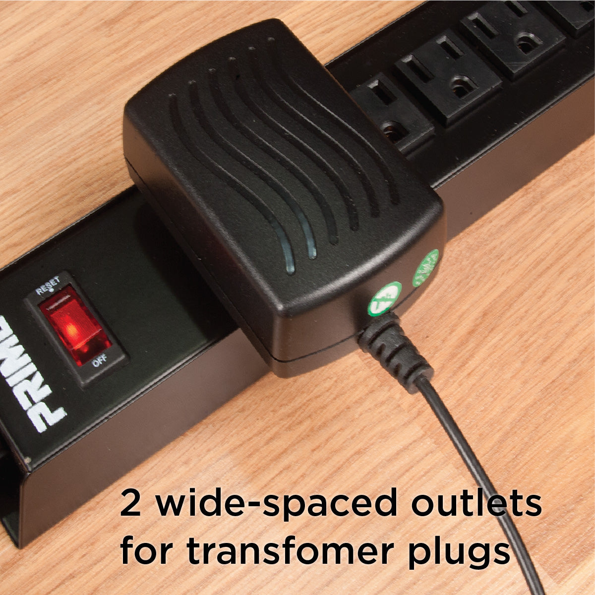 Prime 6-Outlet 1150 Joule Metal Power Bar Surge Protector w/15ft Cord