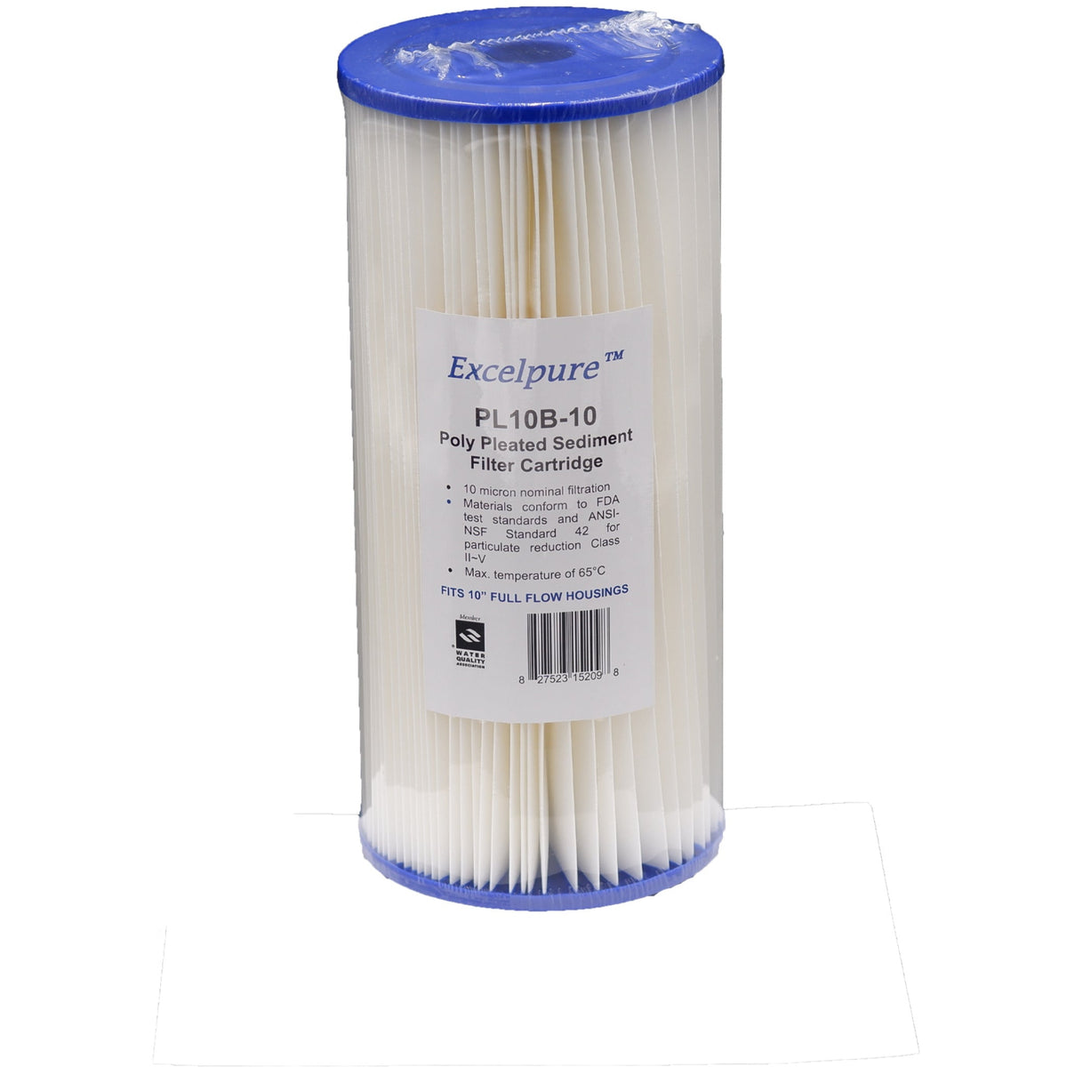 Excelpure 4.5" OD Big Blue Pleated Polyester Water Filter Cartridges, Cleanable, Reusable, High Flow Rate, NSF/FDA Certified, Sizes 10" & 20 - Items