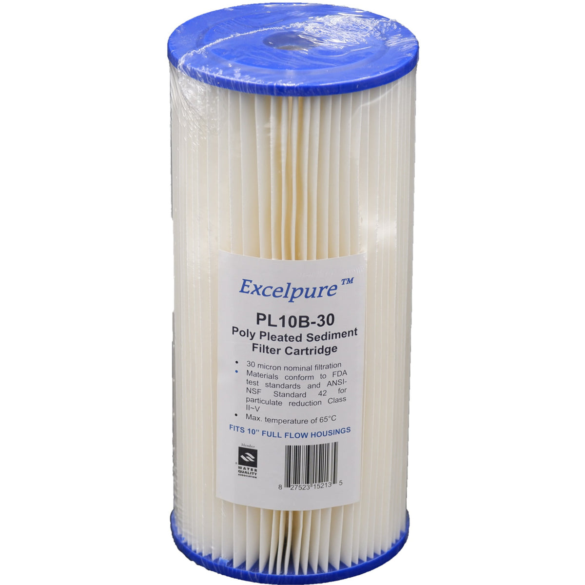 Excelpure 4.5" OD Big Blue Pleated Polyester Water Filter Cartridges, Cleanable, Reusable, High Flow Rate, NSF/FDA Certified, Sizes 10" & 20 - Items