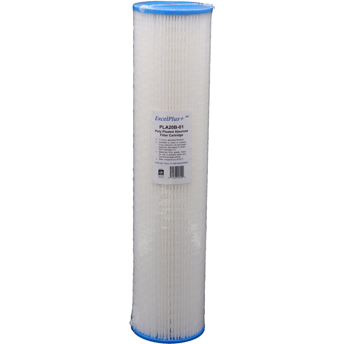 Excelpure 4.5" OD Big Blue Pleated Polyester Water Filter Cartridges, Cleanable, Reusable, High Flow Rate, NSF/FDA Certified, Sizes 10" & 20 - Items