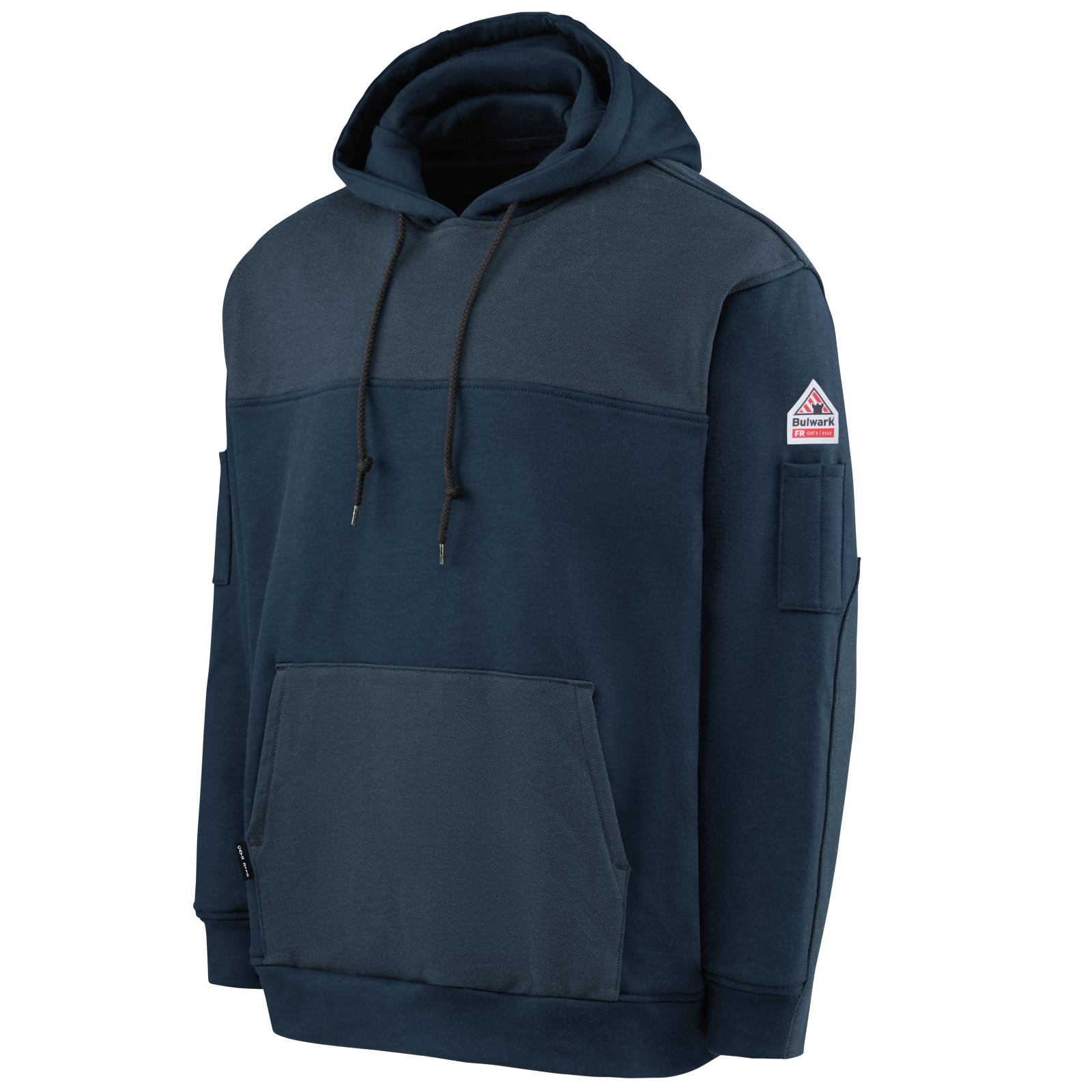 Bulwark FR Men's SMM4 Fleece Hoodie - HRC/CAT 3, HoodShield Face Cover, Water Repellent, Reinforced Forearms, Hand Warmer Pocket | Sizes: S-3XL