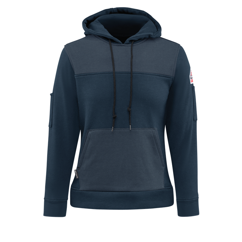 Bulwark FR Women's SMM5 Fleece Hoodie - HoodShield™ Face Covering, Water Repellent, Reinforced Forearms, Contoured Fit, CAT2 Protection | Sizes XS-3XL