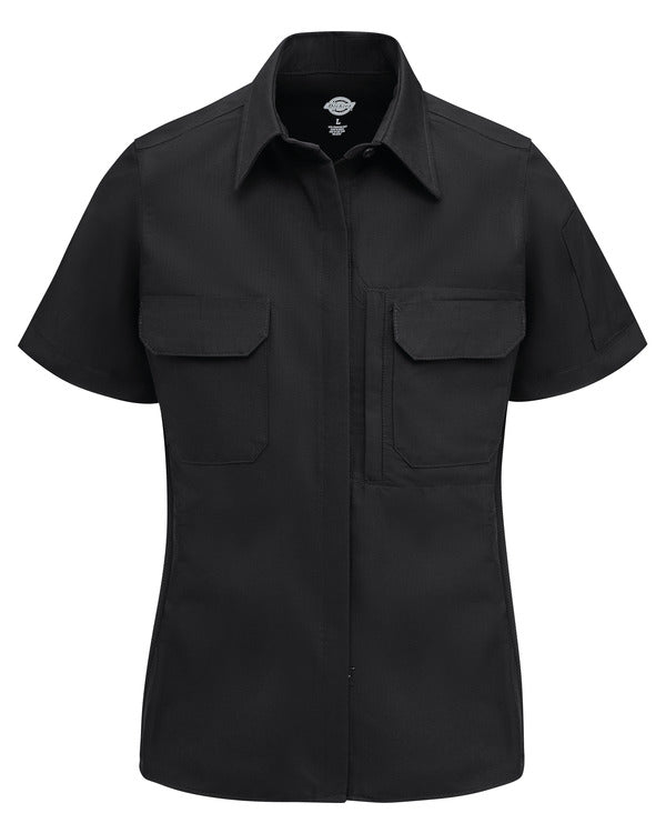 Dickies Women's FS94 Tactical Short Sleeve Button-Up Shirt - FLEX Panels, Mesh Ventilation, Ripstop Fabric, Secure Pockets, Professional Fit | Sizes XS-2XL