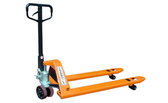 Canbuilt Hydraulic Pallet Truck: 27"x48" Forks, European Design, Leak-Proof Pump, Heavy-Duty Steel Construction, 7" Polyurethane Steering Wheels