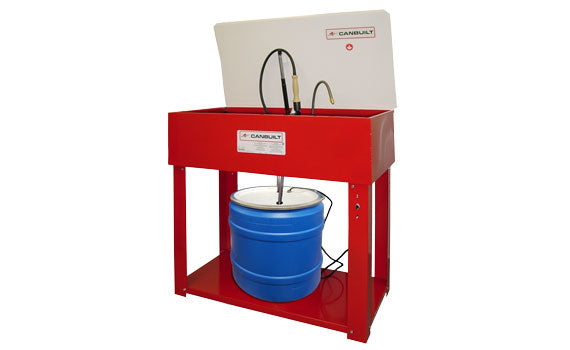 Canbuilt Parts Washer w 10 Gal Capacity: Large Wash Area, Electric Pump, Flow Thru Brush, Durable Steel, Safety Lid, Efficient Tool and Part Cleaning