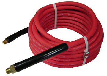 Heat-Star-Combo Red Pressure Washer Hose 3000 PSI at 250°F, Steam Hose 350 PSI at 325°F with Bend Restrictors, Durable 3/8" MPT Connections