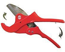 MCC 1-1/3" Ratcheting PVC Pipe Cutter | Lightweight Alloy Body with V-Groove Jaw for Clean Cutting of PVC, Conduit, and Polyethylene Gas Pipe