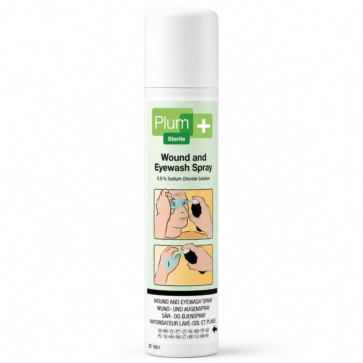 Plum Sterile Wound & Eyewash Spray, 250 mL | 0.9% Saline First Aid Spray for Eye Irrigation & Wound Cleansing