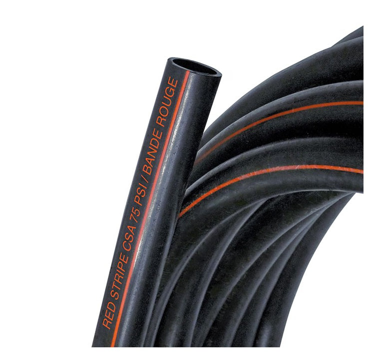 Red Stripe Poly Tubing 75 PSI – CSA Certified for Cold Potable Water, Irrigation, Lake Supply, Farm Use & Easy Install with Insert Fittings
