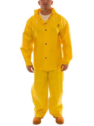 Tingley DuraScrim™ 3-Piece Suit - Double Coated PVC, Flame Res, Waterproof, Chemical Splash Protection, Detachable Hood, Adjustable Fit, High Strength