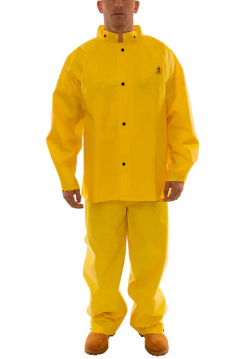 Tingley DuraScrim™ 3-Piece Suit - Double Coated PVC, Flame Res, Waterproof, Chemical Splash Protection, Detachable Hood, Adjustable Fit, High Strength