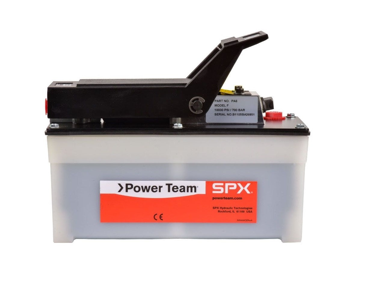 SPX Power Team PA6 Air Hydraulic Pump, Portable, Single Speed, Single-Acting, 10,000 PSI, 40-120 PSI Air Supply, for Industrial and Autobody Work