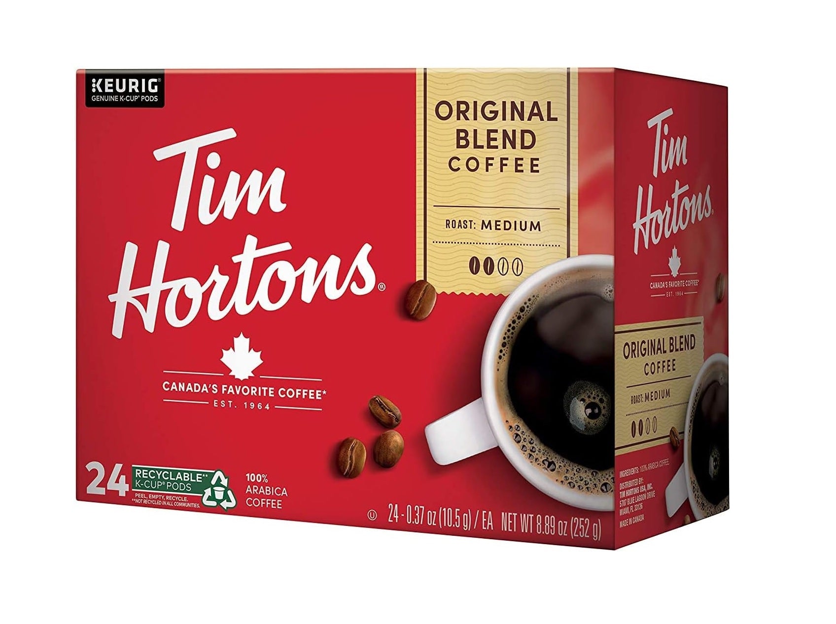 Tim Hortons Original Blend Single Serve K-Cups - Pack of 24 - Case of 4