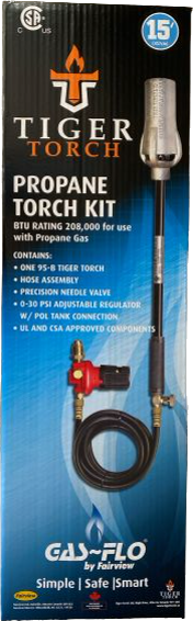 Tiger Torch 95-B XL Propane Torch - 208,000 B.T.U., 36" Length, Cast Iron Head, Flash Protection, Adjustable Flow, Heavy-Duty Use, Durable, Safe, Lightweight