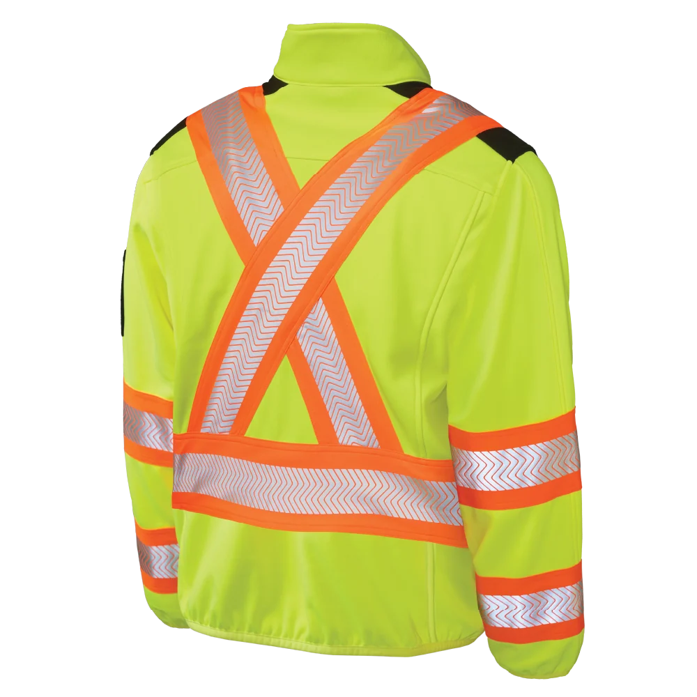 Tough Duck SJ49 safety jacket back view in fluorescent green