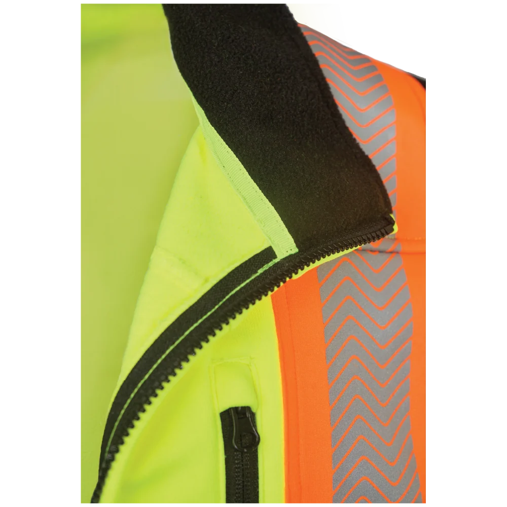 Tough Duck SJ49 fluorescent green fleece safety jacket lining detail