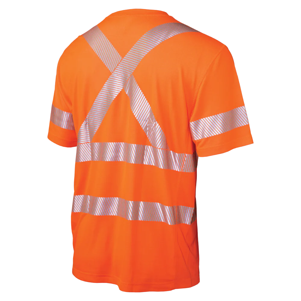 Tough Duck ST24 safety cooling T-shirt back view in fluorescent orange