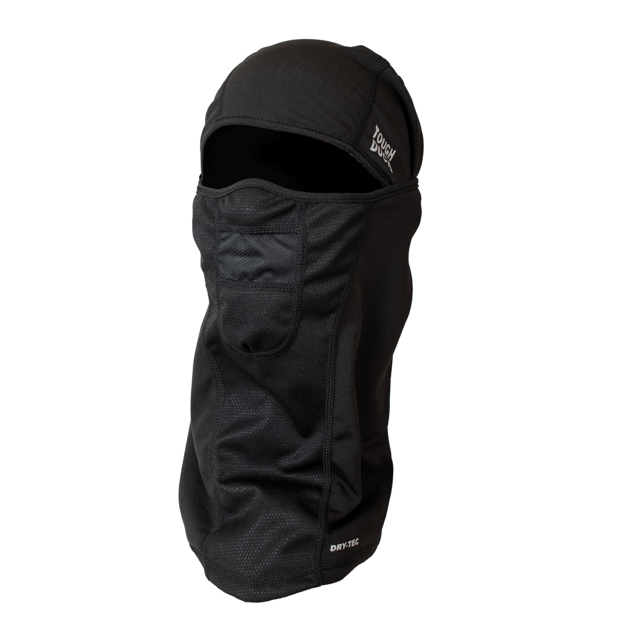 Black Poly/Spandex Technical Balaclava with Windproof Panel and Breathable Mesh