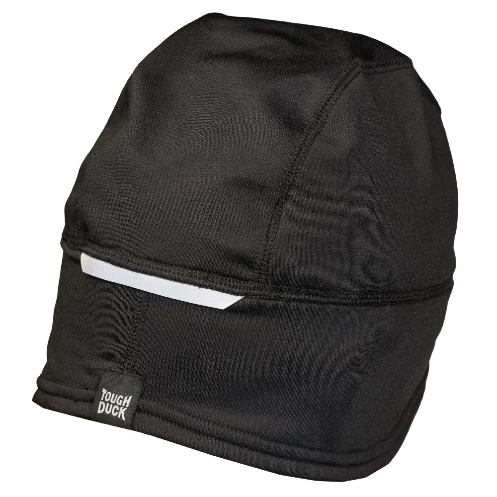 Tough Duck WA55 black hard hat liner with reflective stripe