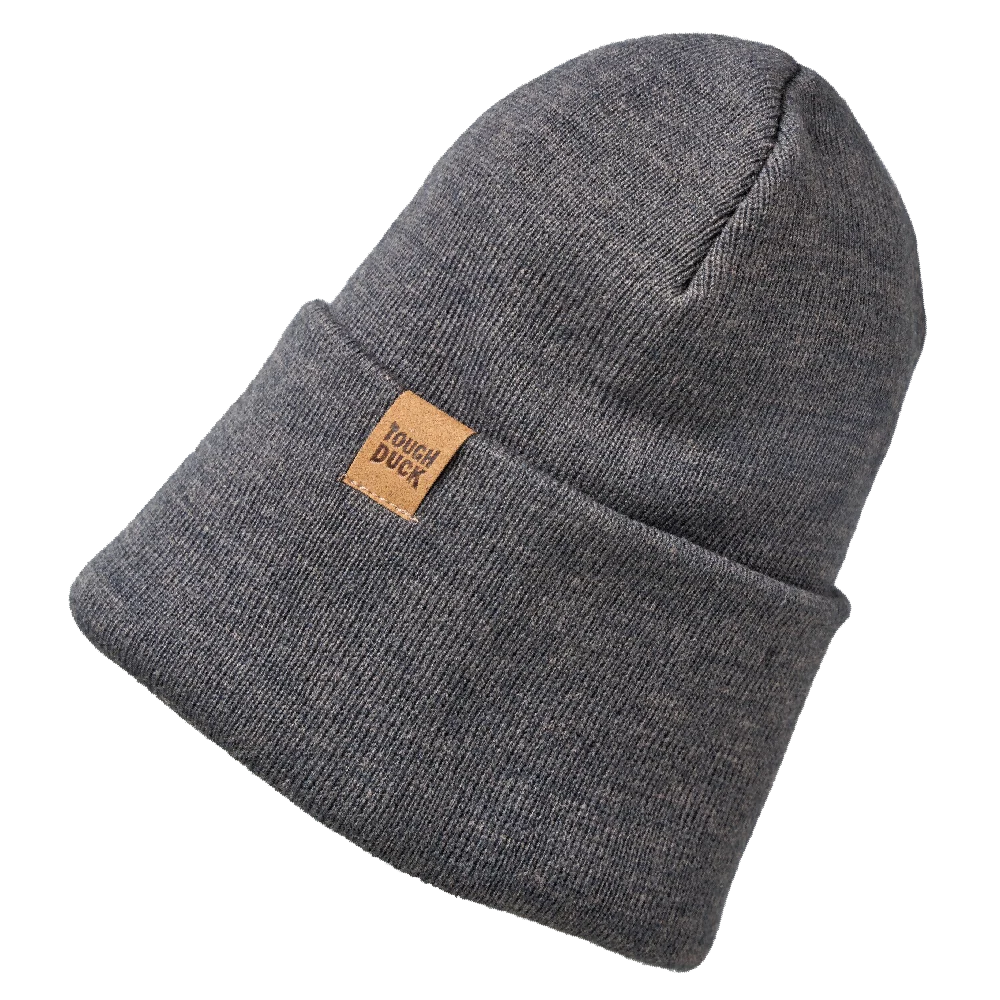 Tough Duck WA65 knit beanie in charcoal with folded cuff and logo patch