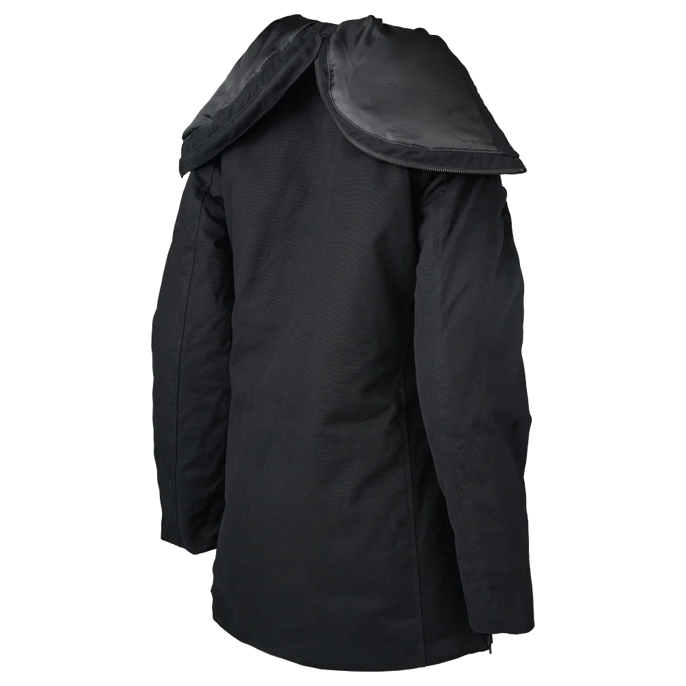 Tough Duck WJ48 women’s duck parka back view with convertible hood open