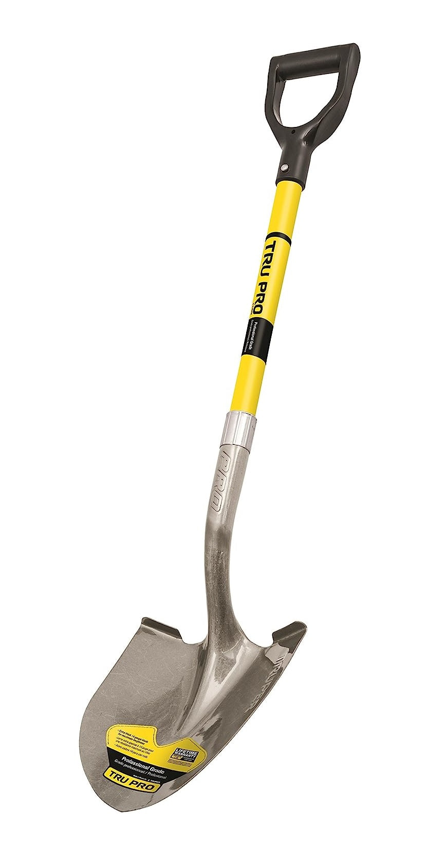 Truper Tru Pro Round Point Shovel with 29" Fiberglass  D-Grip Handle and Extended Steps