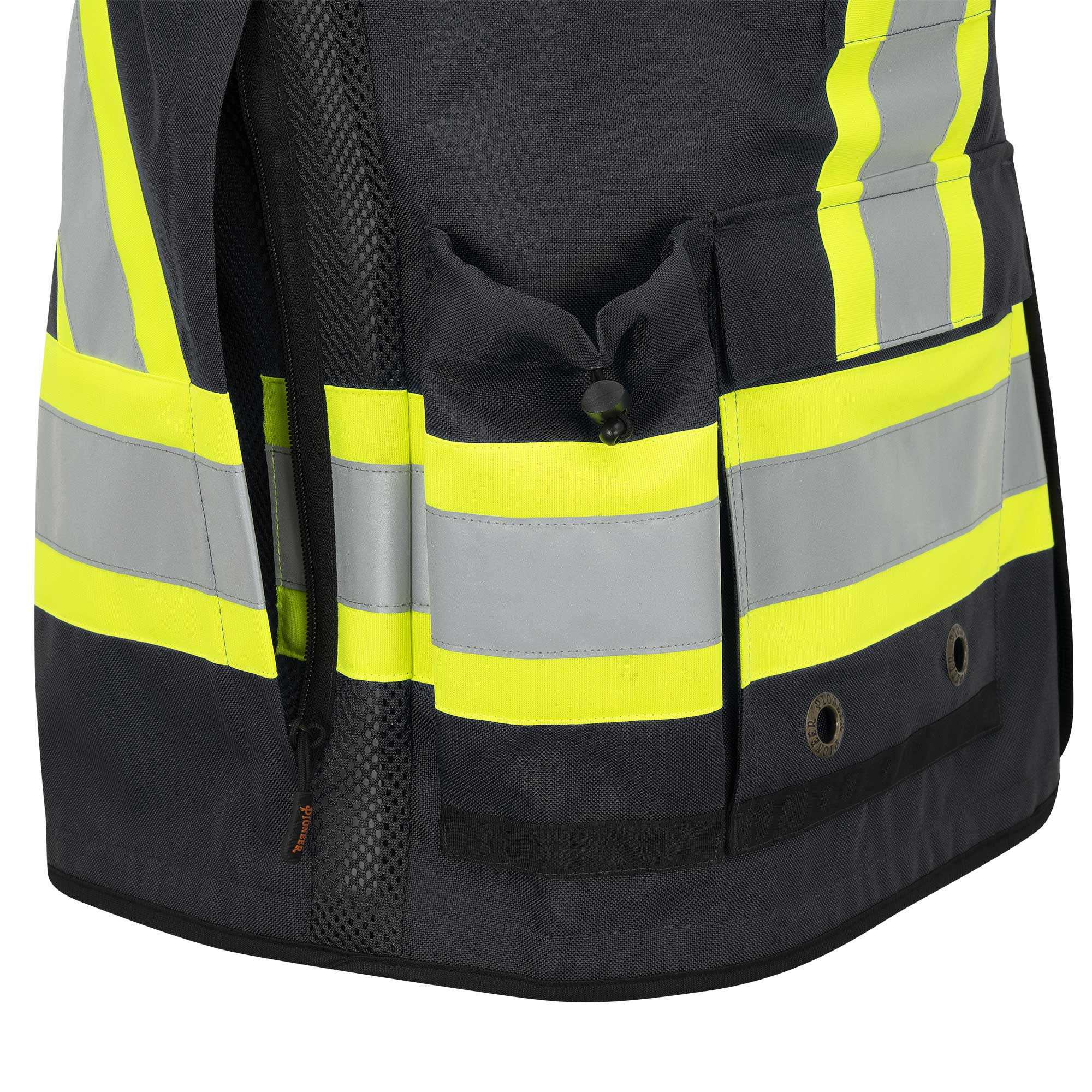 Pioneer Men's Hi-Vis Antimicrobial Surveyor Vest – 600D Oxford Polyester, PU Coated, ANSI/CSA Certified, Mesh Back, 15 Pockets | Size S-3XL - Items