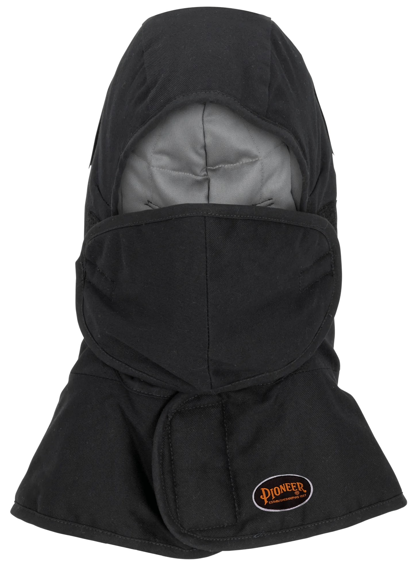 FR-Tech® Quilted Hard Hat Liner – Long Neck, Detachable Mouthpiece, ARC Flash CAT 4, Flame-Resistant, Black, One Size Fits All