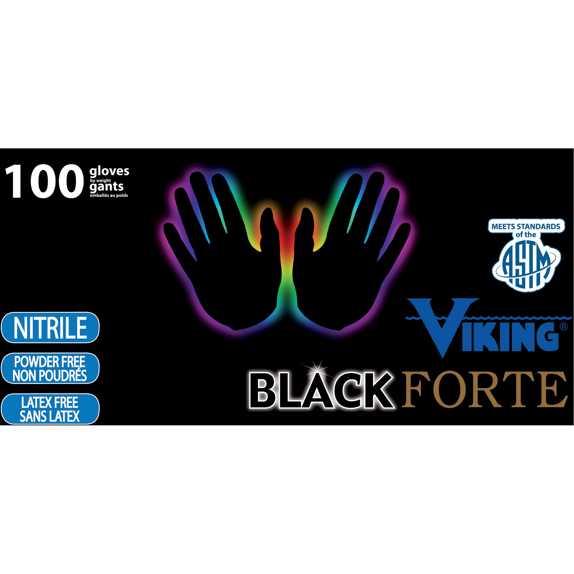 Viking® Black™ Heavy Duty Powder Free Nitrile Disposable Gloves - 6 Mil Thickness, 3x Stronger than Latex, Liquid-proof, Latex-Free, Box of 100