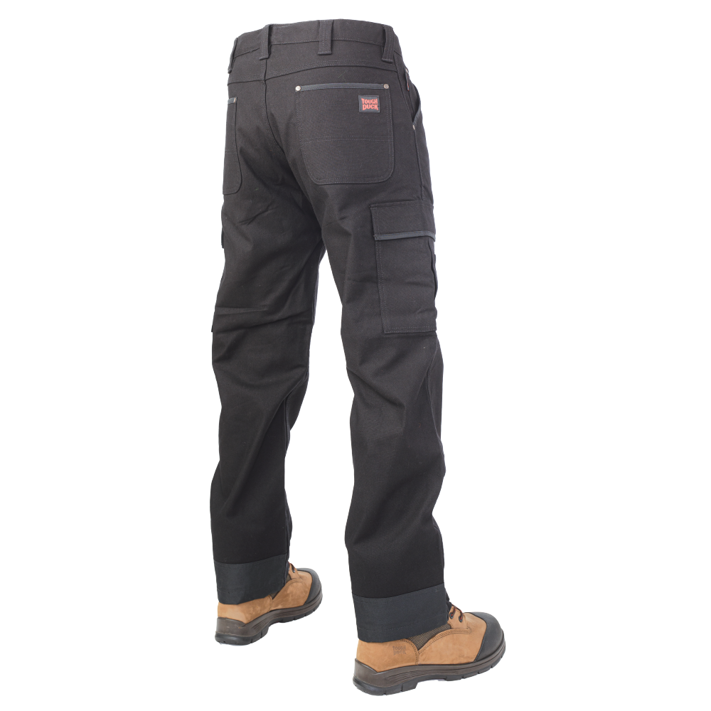 Tough Duck Men's Work Cargo Pants WP01 Flex Duck Cotton Heavy Duty Reinforced Pockets Black Sizes 30-44