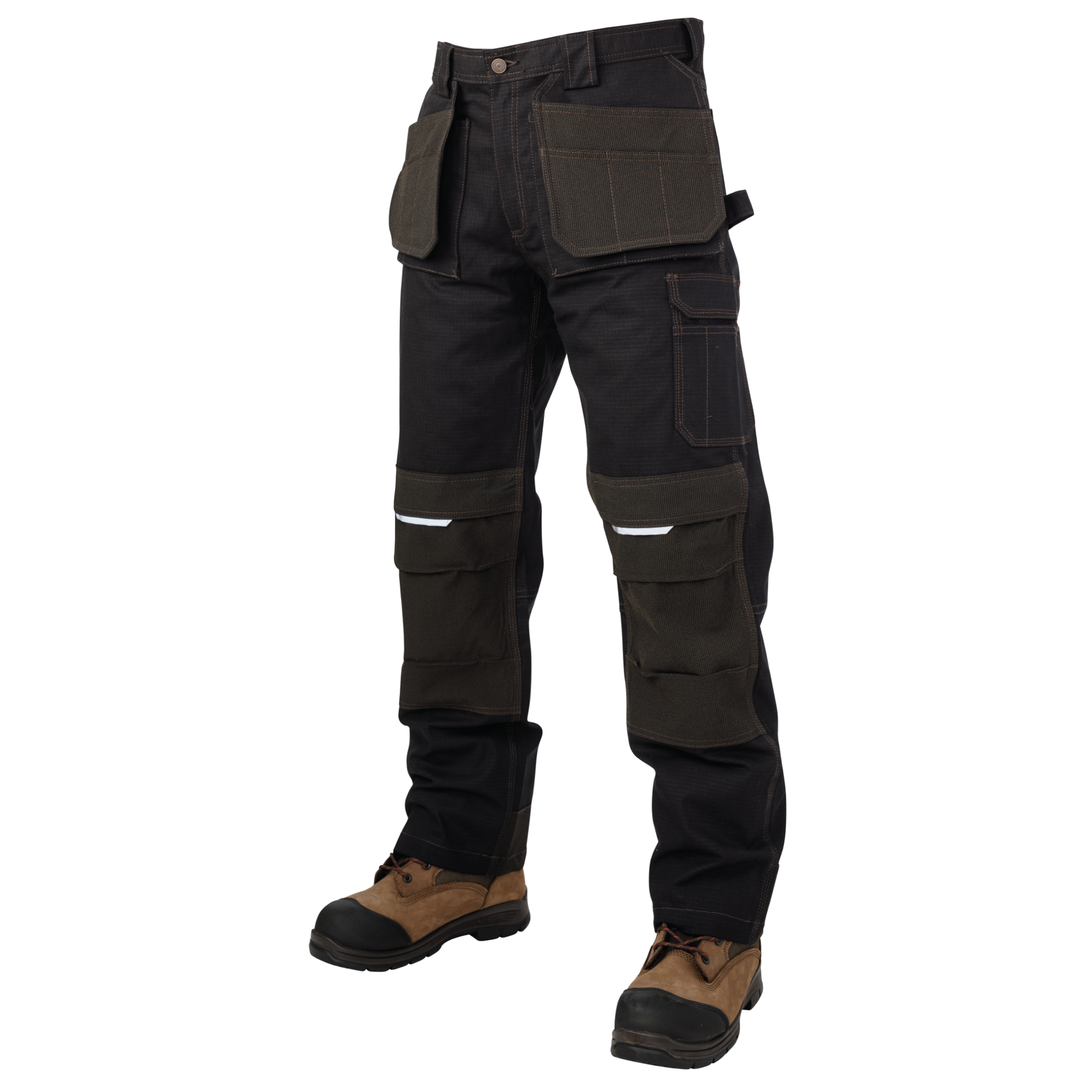 Tough Duck Men's Contractor Work Pants WP07 - Cotton/Poly Flex Ripstop, Reflective Trim, Knee Pad Pockets, Reinforced, Triple Stitched, Durable, Comfortable Fit | Sizes 30-44