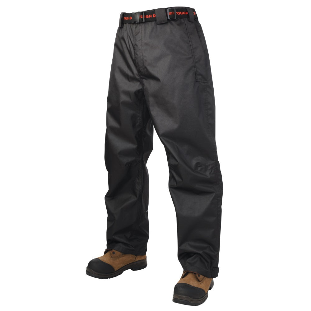 Tough Duck WP12 Waterproof Breathable Ripstop Rain Pant, 300D Polyester, Reflective Trim, Elastic Waist, Fly Front Closure, Side Leg Zips, Adjustable Ankles | Sizes S-3XL