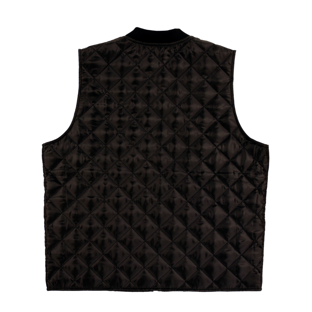 Tough Duck Men's Freezer Work Vest WV07 Poly Insulated Diamond Quilt Rib Knit Collar Black | Limited Size Selection