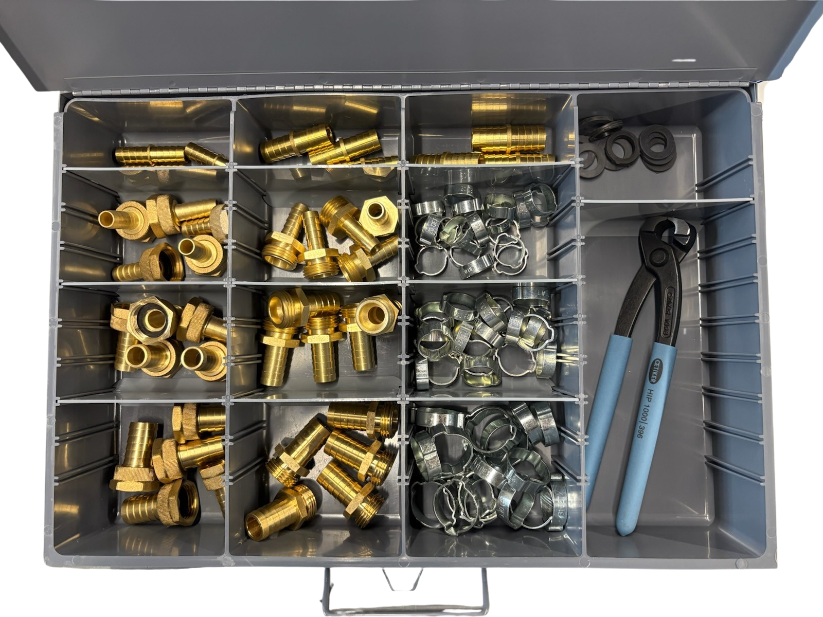 Comprehensive Garden Hose Field Repair Kit with Brass Menders, Couplings, Clamps, and Heavy-Duty Case for Efficient and Reliable Hose Maintenance