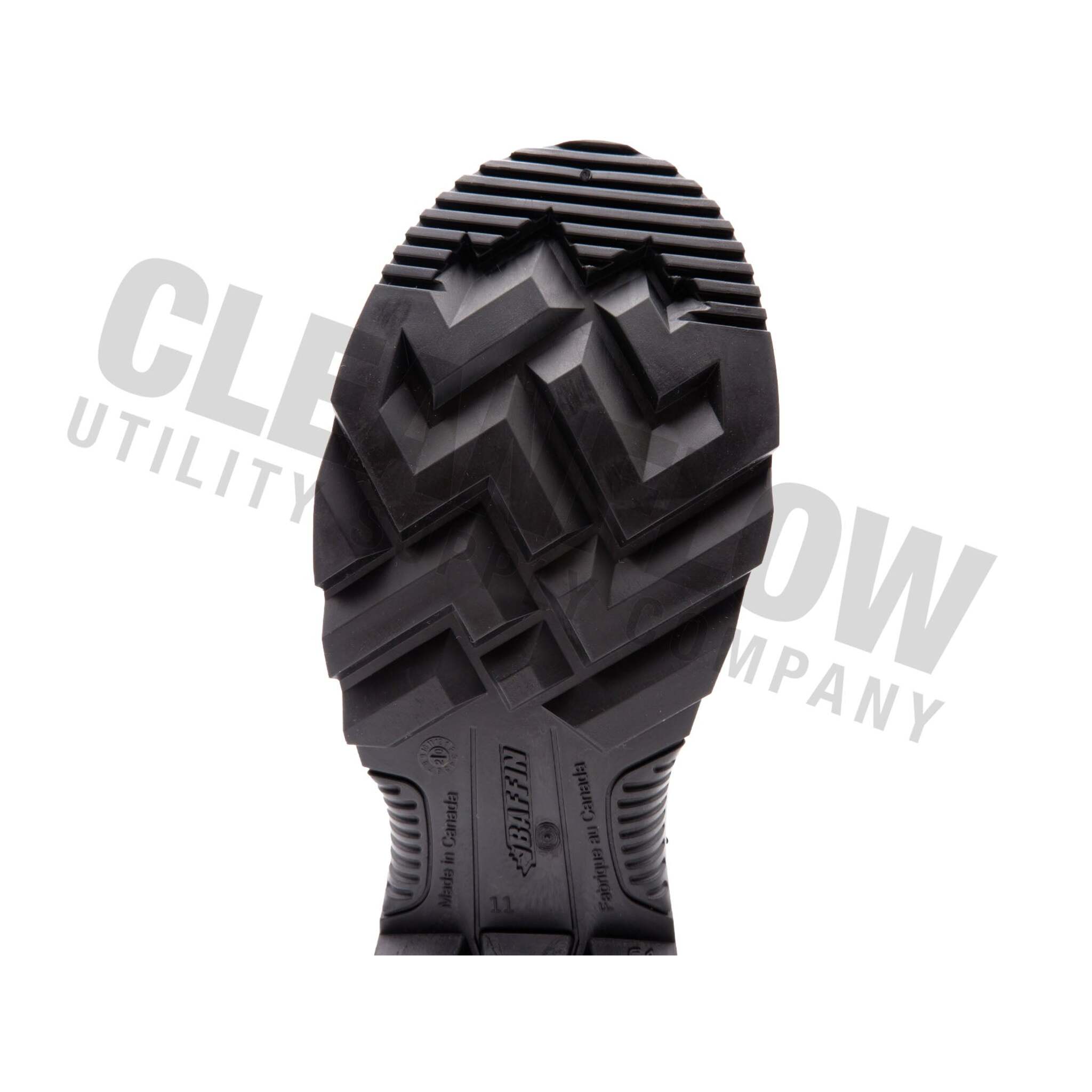Heavy-duty heel tread pattern on Baffin Blackhawk safety boot.