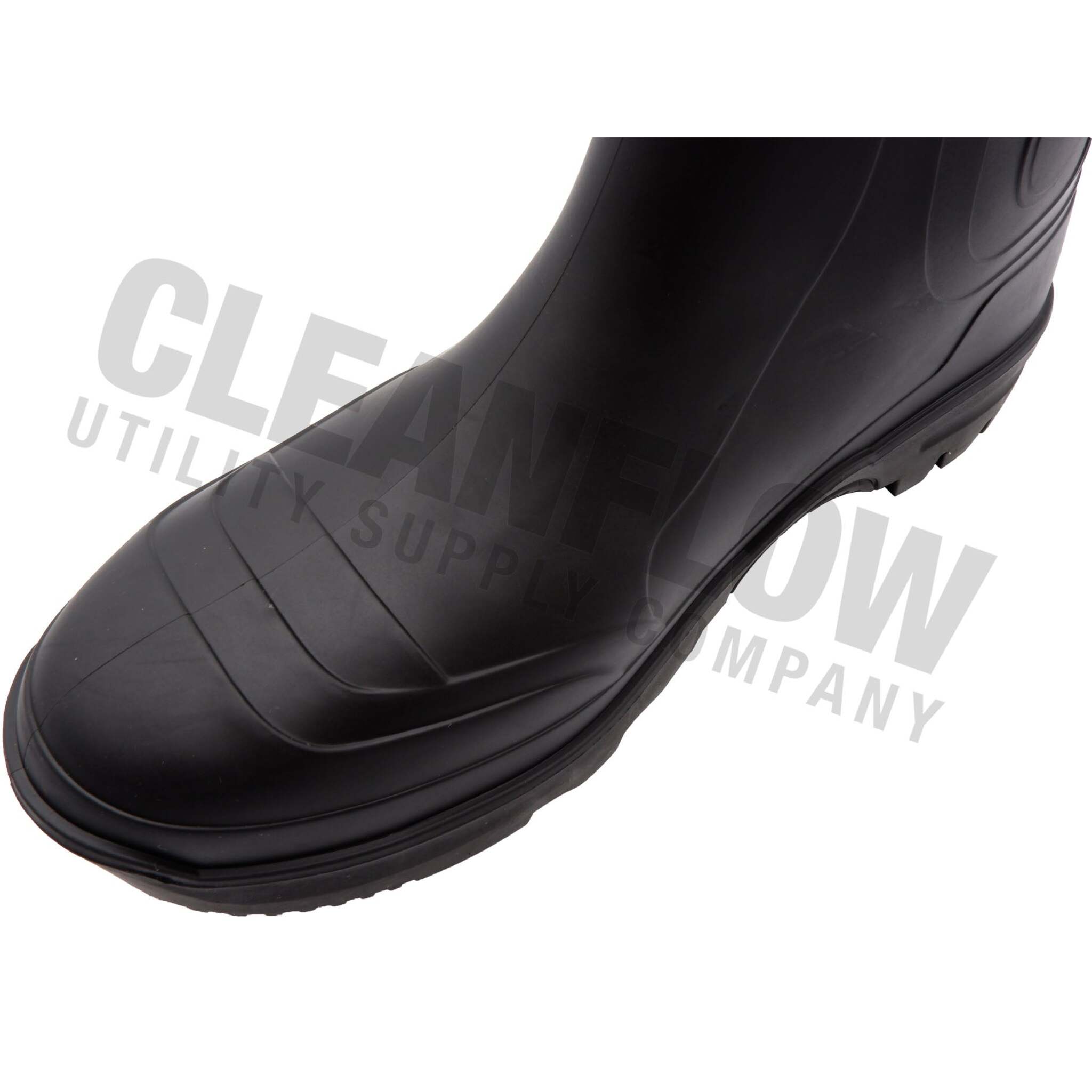 Rounded waterproof toe design on Baffin Blackhawk work boot.