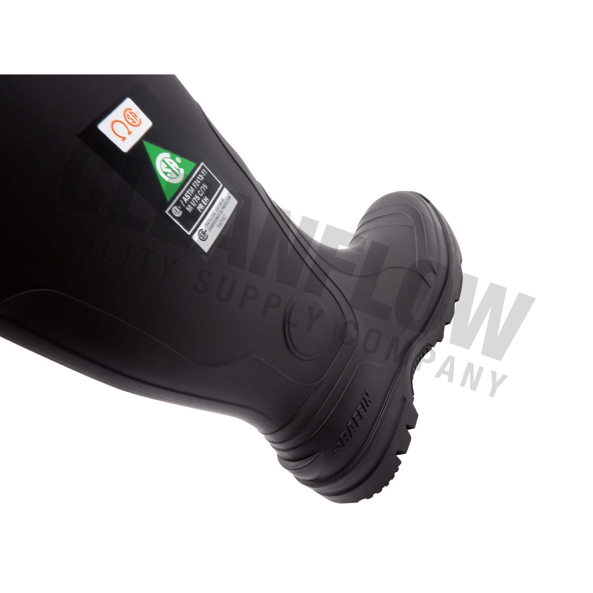 Upper side detail of Baffin Blackhawk waterproof safety boot.
