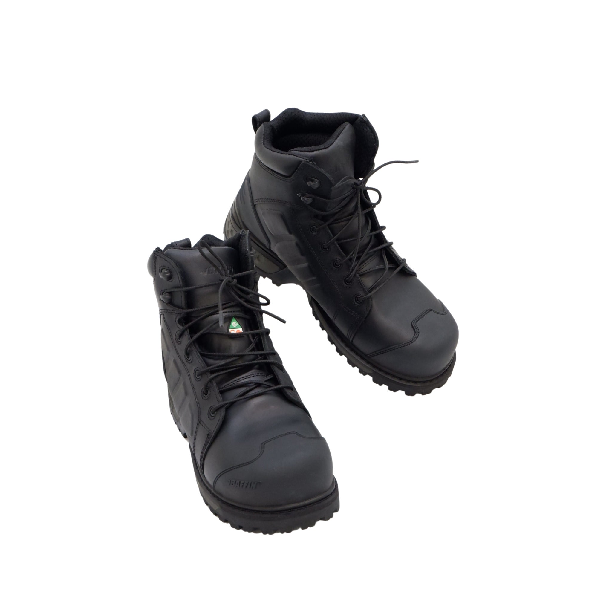 Angled pair black Baffin Monster 6 CSA work boots