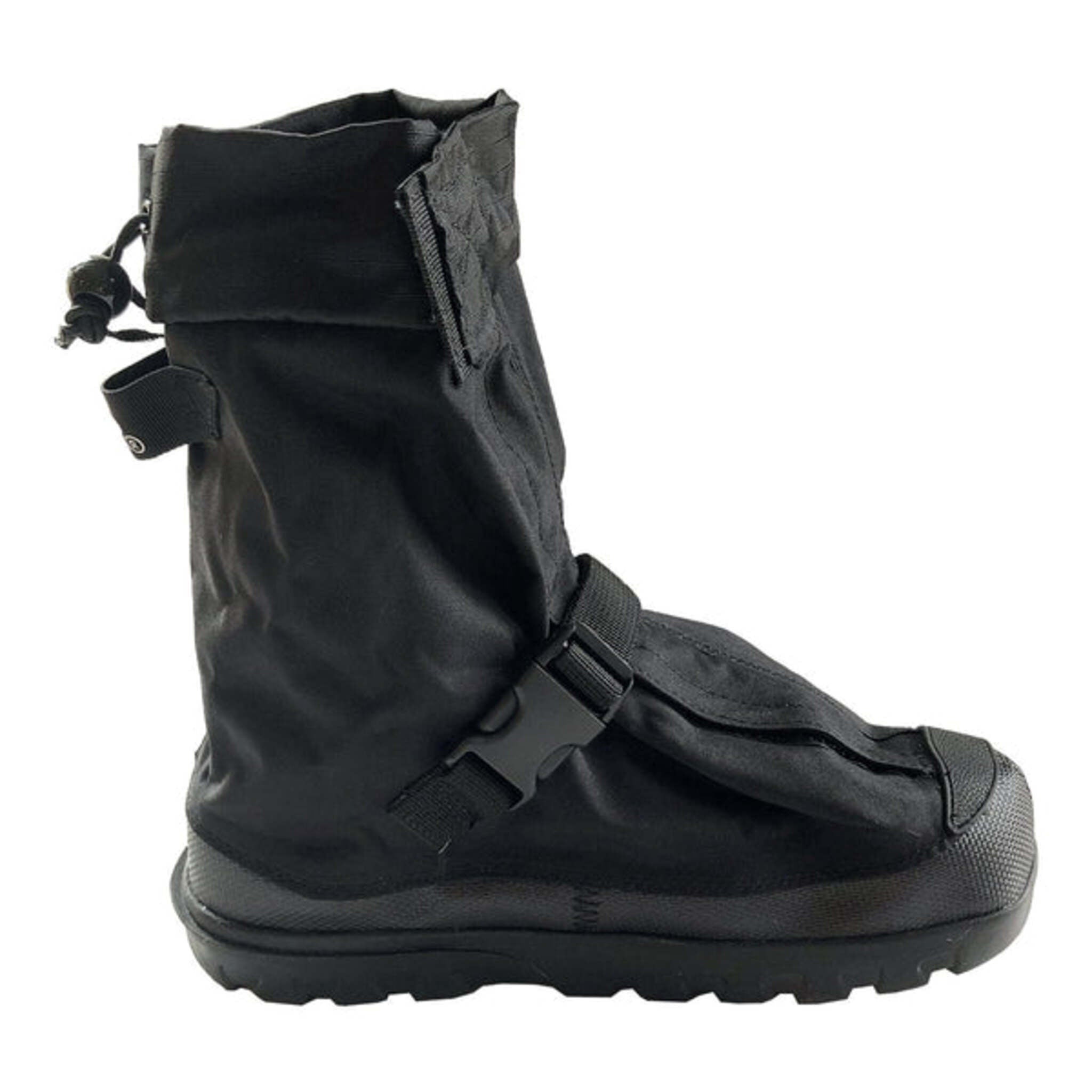 Black NEOS Voyager mid overshoes with durable waterproof nylon upper protection