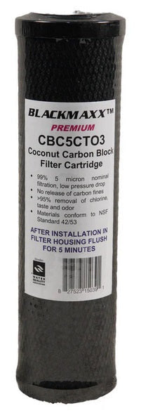 Excelpure 10" x 2.5" OD 5 Micron Coconut Carbon Block Water Filter Cartridge | Reduces Chlorine, Lead & Contaminants | High Flow, Long-Lasting