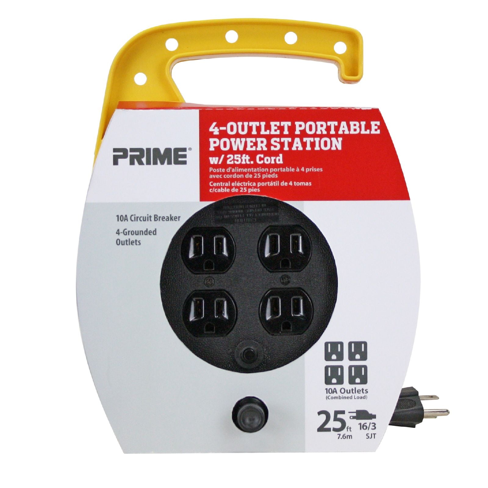 Prime 4-Outlet Portable Power Station with 25-Ft Cable and Resettable Circuit Breaker