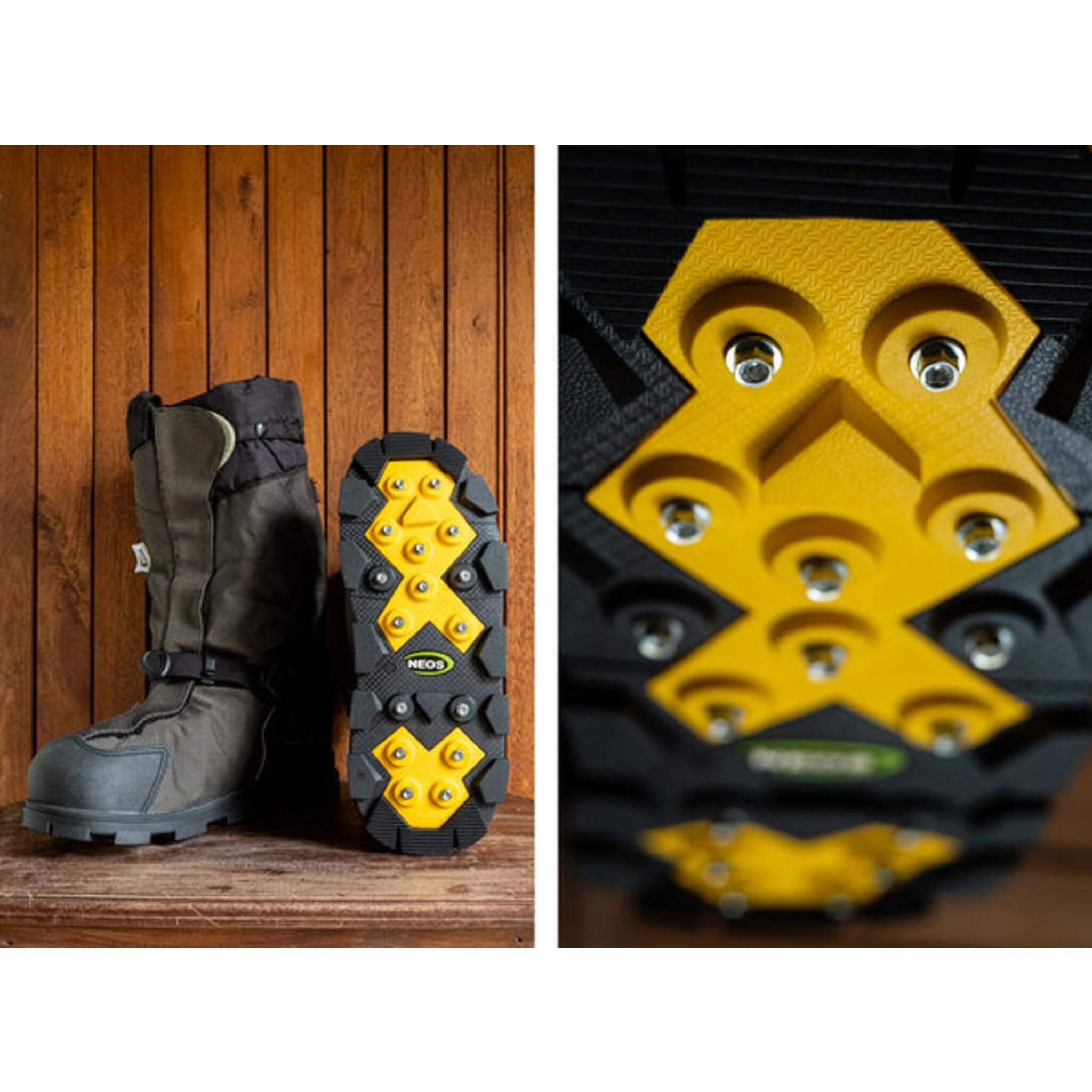 Replaceable Glacier Trek spikes providing superior traction on icy winter surfaces