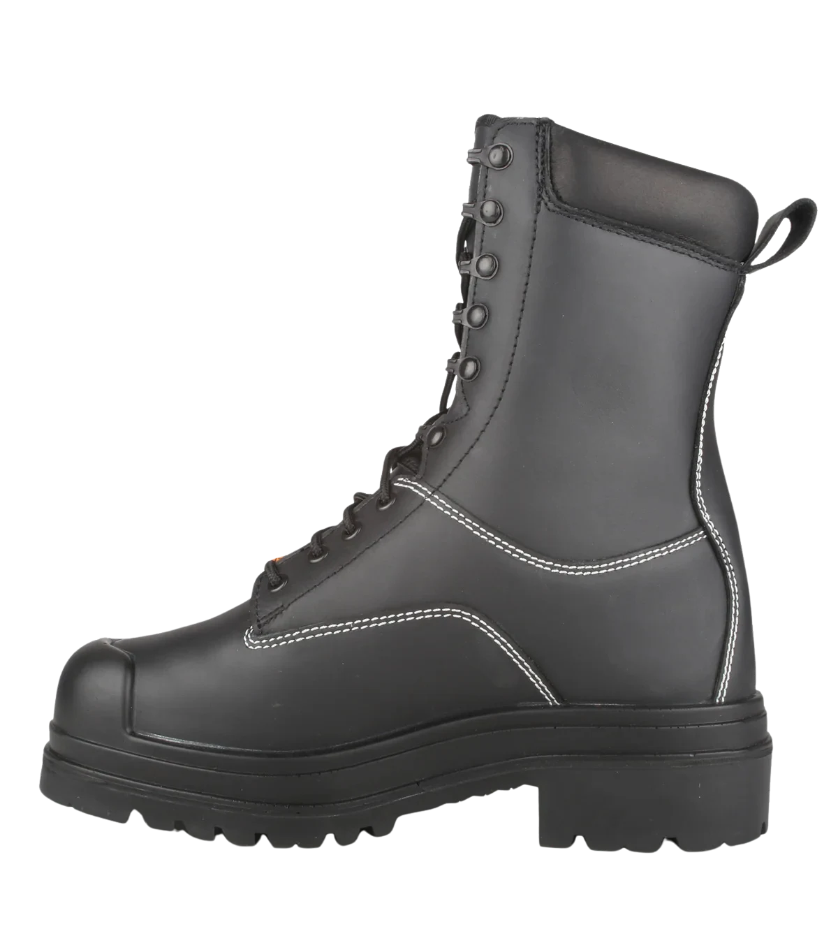Opposite side view of Hardrock black leather internal metguard work boot