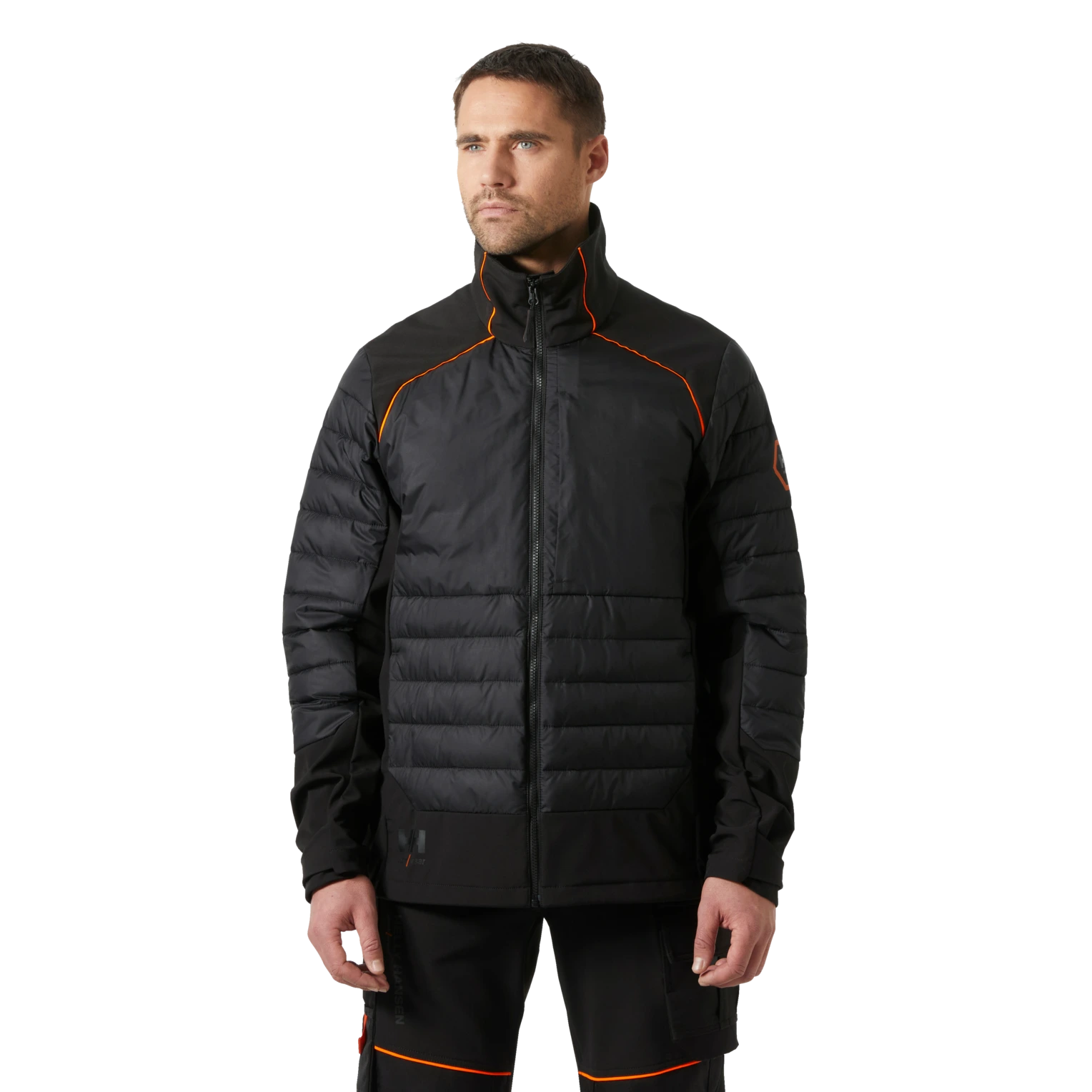 Man wearing Helly Hansen Chelsea Evolution 2.0 Insulated Softshell 74142 in black front