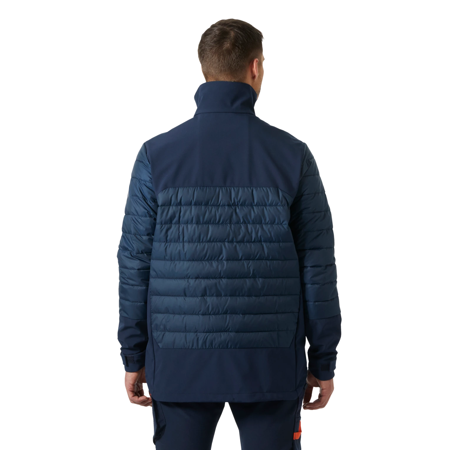 Man wearing Helly Hansen Chelsea Evolution 2.0 Insulated Softshell 74142 in navy back