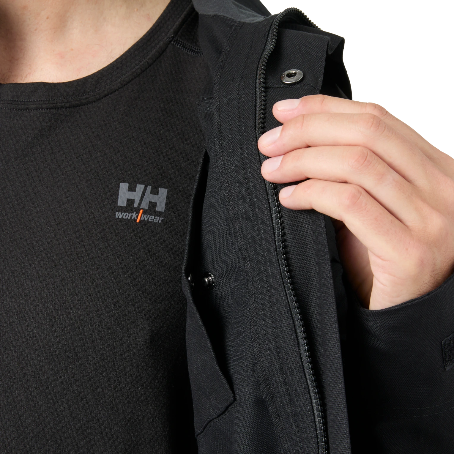 Helly Hansen Oxford work jacket inner logo and zipper detail