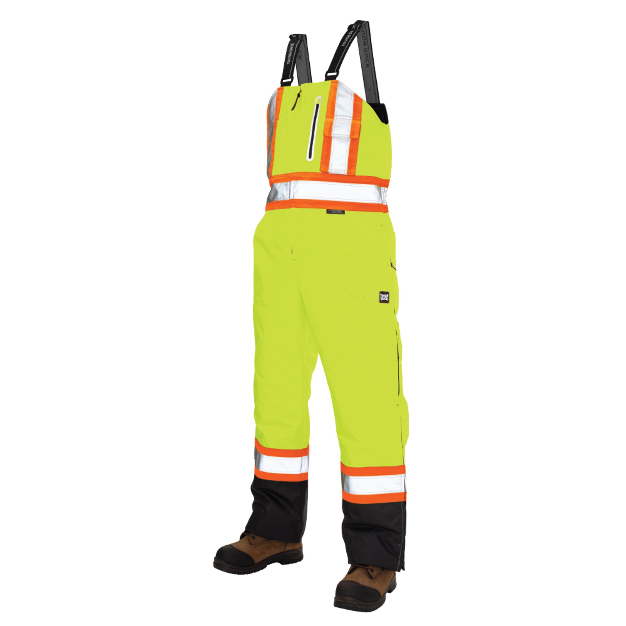 Men’s hi vis insulated work overalls with reflective stripes and adjustable straps
