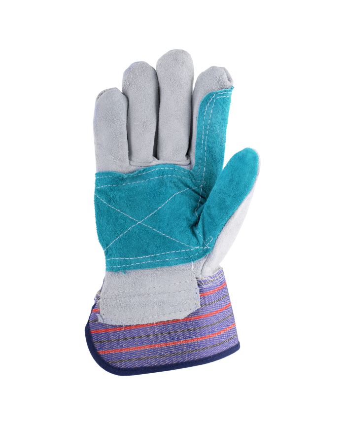 Horizon Cowsplit Double Palm & Index Work Gloves – Extra Durability, Puncture Protection, Rubberized Cuff, Comfortable Lining, Ideal for Construction