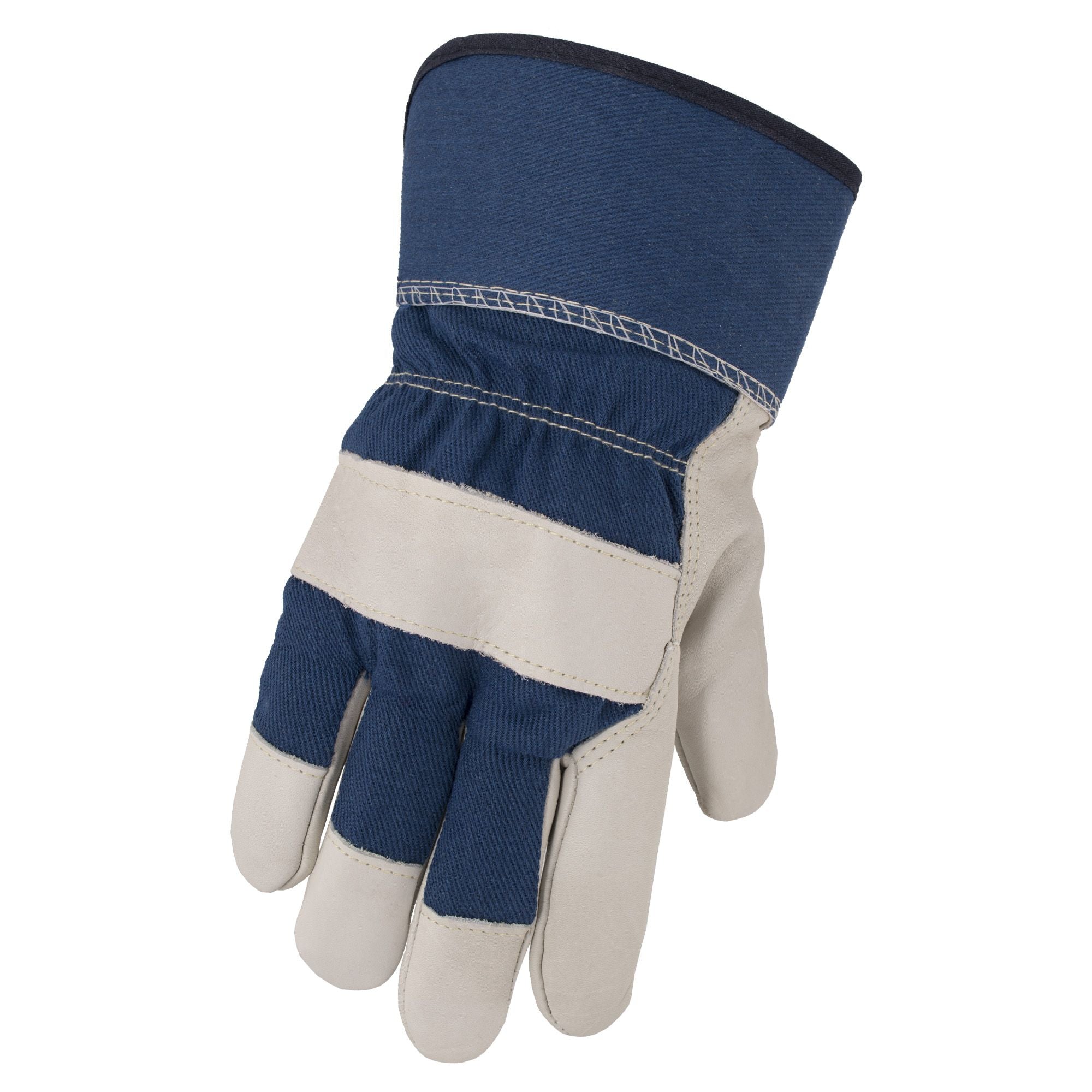 Durawear Leather Work Gloves, White Safety Cuff and Canvas Back | Mfg#  10-5050W