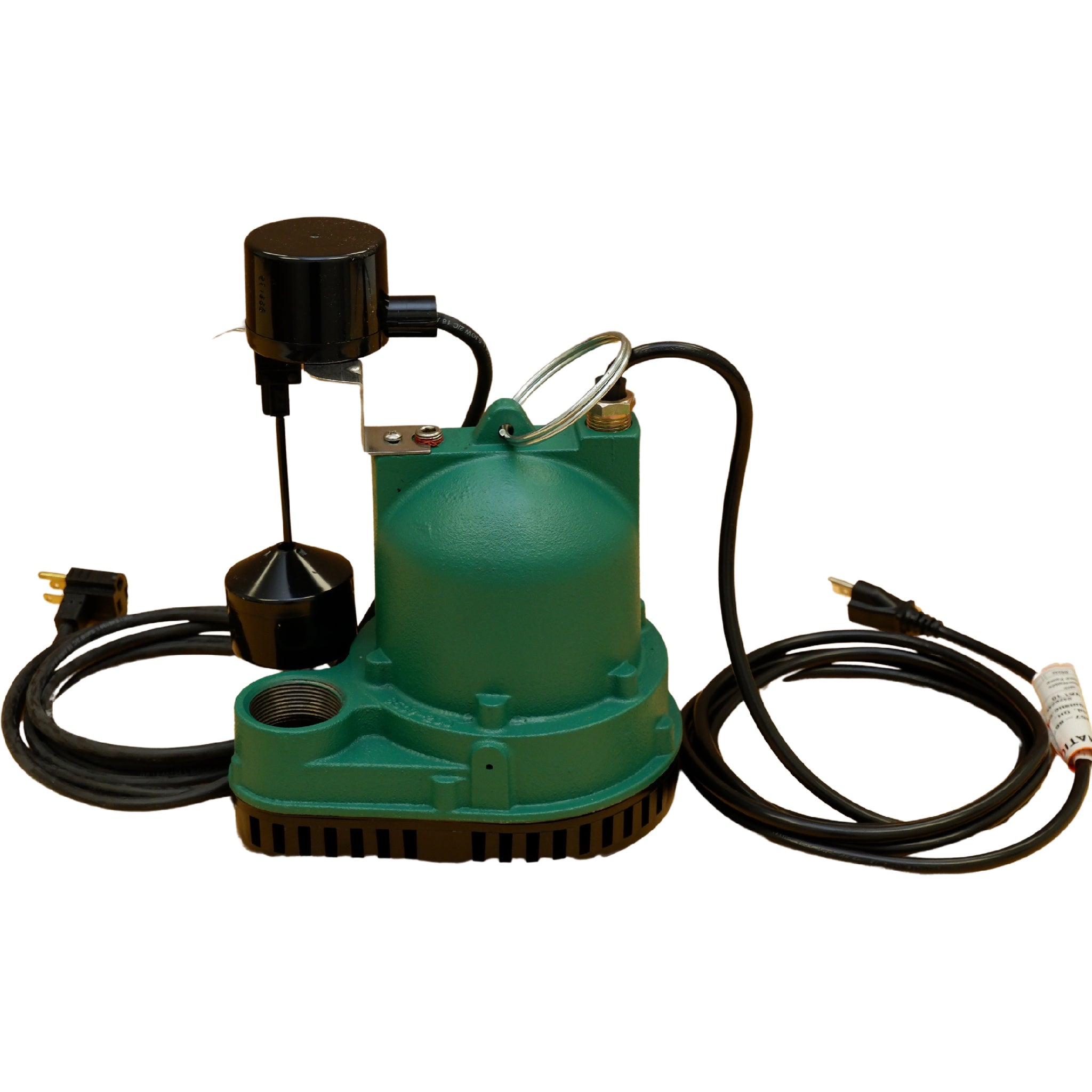 Hydromatic VA1-10 sump pump with piggyback power cord and vertical float switch for automatic operation